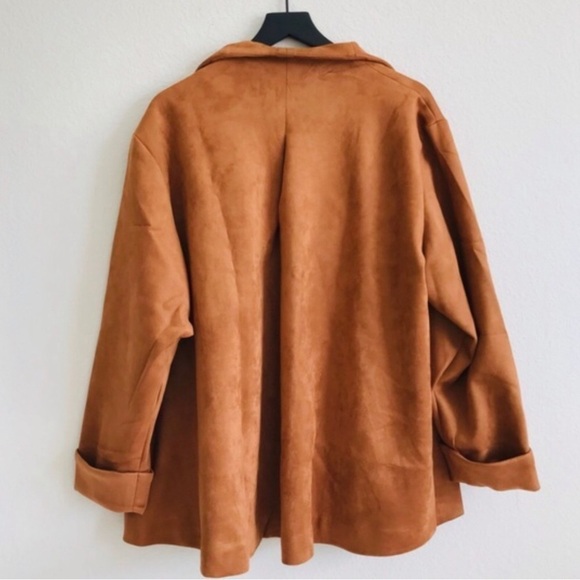 New! Rubin Singer Studio Faux Suede Oversized Blazer Cape Cognac Brown Jacket - Picture 3 of 10